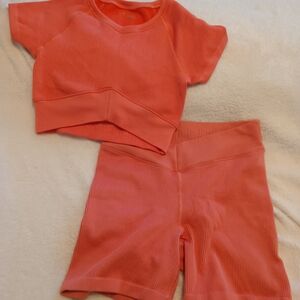 Offline Exercise Aerie Coral Ribbed Lounge Set Sportswear
